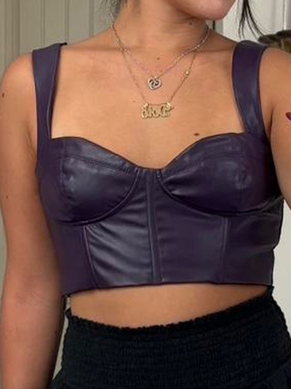 ☀️ ZARA Faux Leather Corset Top